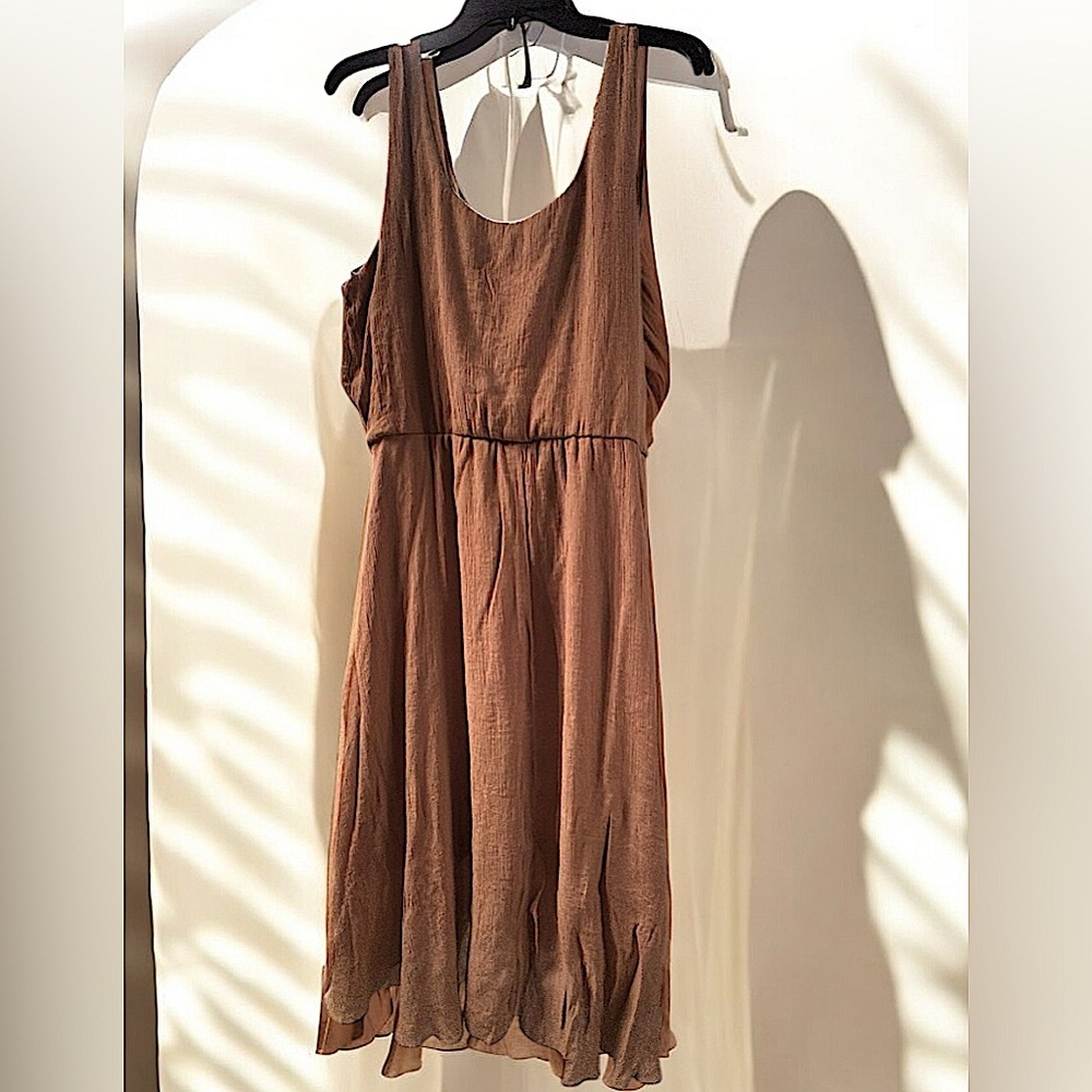 Elegant Brown Sleeveless Dress